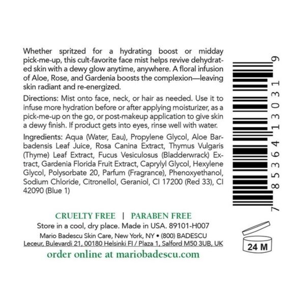 Mario Badescu Skin Care Rose Water Facial Spray with Aloe Vera - Picture 2 of 3